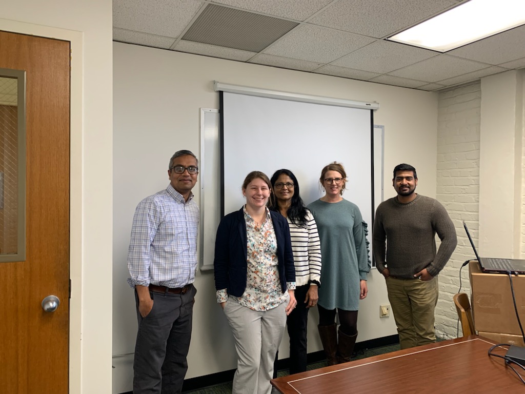 Amanda Kramer at her MS Thesis defense, pictured with her Advisory Committee