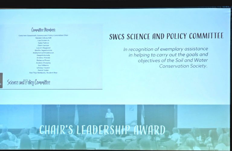 Slide for the Soil and Water Conservation Society Chair's Leadership Award