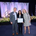 Dr. Jagadamma with her award pictured with UT AgResearch Dean Dr. Honwei Xin and UT Chancellor Donde Plowman