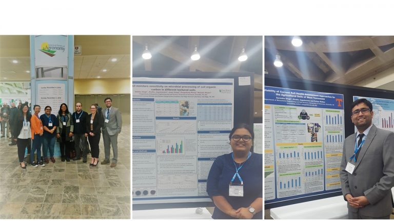 Photo mosaic showing Jagadamma Lab students attending the 2018 American Society of Agronomy Annual Meeting in Baltimore, MD.