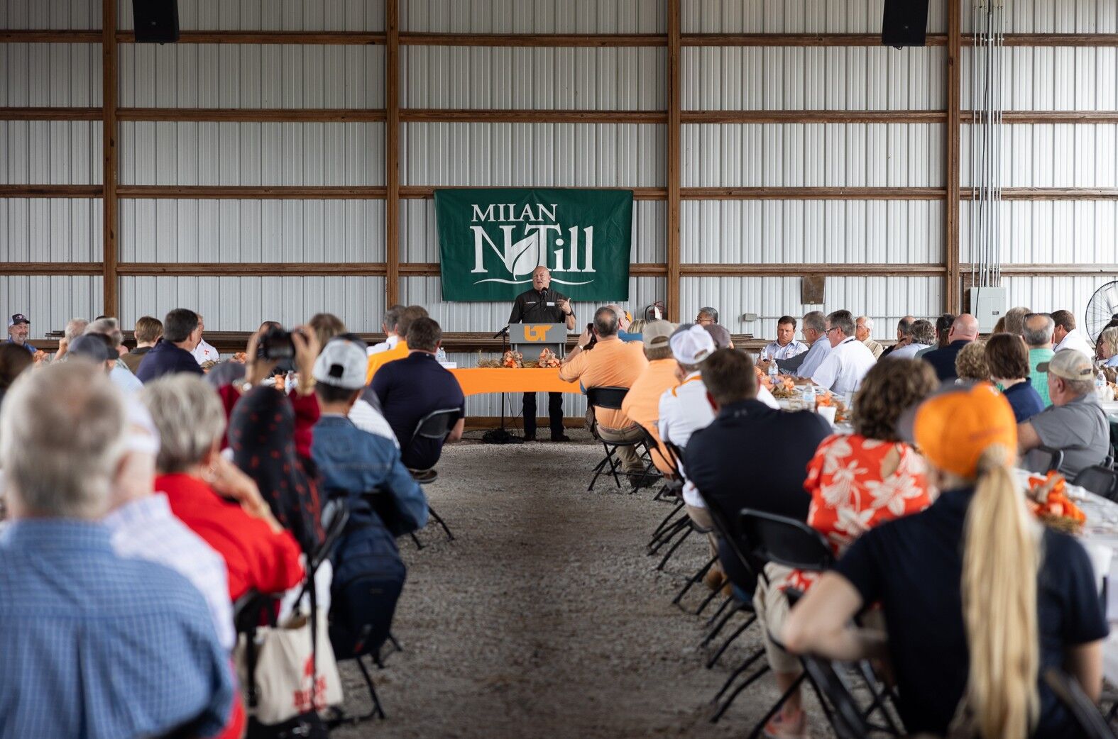 Photo shows the indoor talk session on the field day